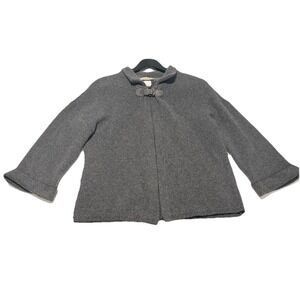 Chiaramente Coatigan Woman's Large, Soft Gray Wool Made in Italy Buckle Close